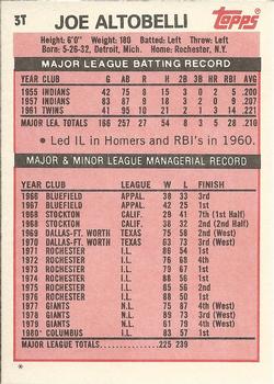 Joe Altobelli  baseball card collectible - Main Image 2