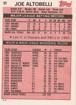 Joe Altobelli  baseball card collectible - Main Image 2