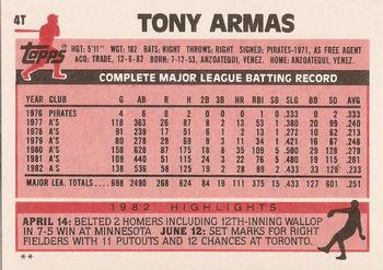 Tony Armas  baseball card collectible - Main Image 2