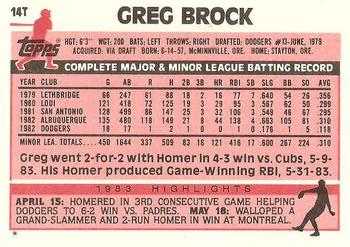 Greg Brock  baseball card collectible - Main Image 2