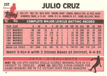 Julio Cruz  baseball card collectible - Main Image 2