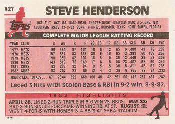 Steve Henderson  baseball card collectible - Main Image 2