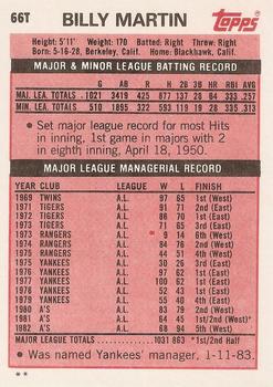 Billy Martin  baseball card collectible - Main Image 2