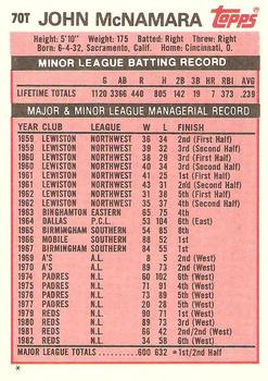 John McNamara  baseball card collectible - Main Image 2