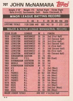 John McNamara  baseball card collectible - Main Image 2