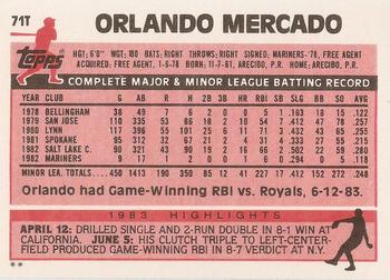 Orlando Mercado  baseball card collectible - Main Image 2