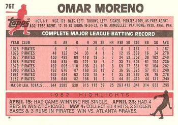 Omar Moreno  baseball card collectible - Main Image 2