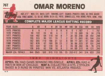 Omar Moreno  baseball card collectible - Main Image 2