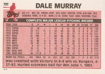 Dale Murray  baseball card collectible - Main Image 2