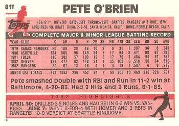 Pete O’Brien  baseball card collectible - Main Image 2