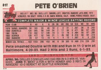 Pete O’Brien  baseball card collectible - Main Image 2
