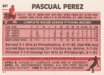 Pascual Perez  baseball card collectible - Main Image 2