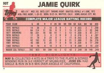 Jamie Quirk  baseball card collectible - Main Image 2
