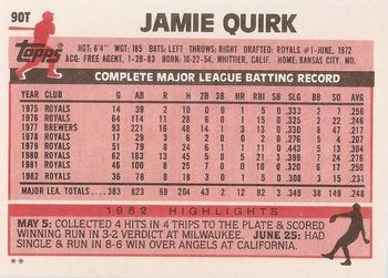 Jamie Quirk  baseball card collectible - Main Image 2