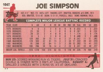 Joe Simpson  baseball card collectible - Main Image 2