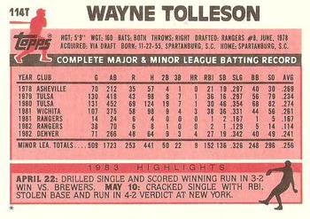 Wayne Tolleson  baseball card collectible - Main Image 2
