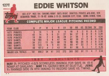 Eddie Whitson  baseball card collectible - Main Image 2