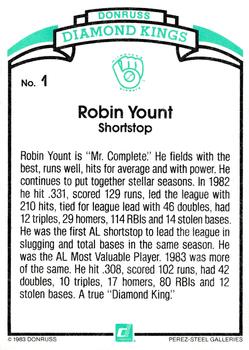 Robin Yount  baseball card collectible - Main Image 2