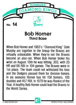 Bob Horner  baseball card collectible - Main Image 2
