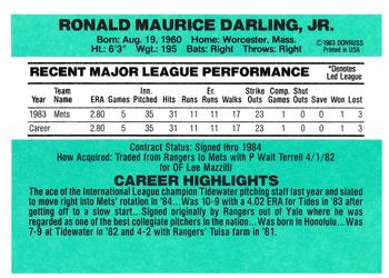 Ron Darling  baseball card collectible - Main Image 2