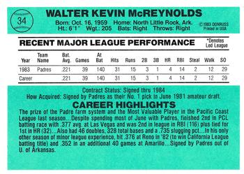 Kevin McReynolds  baseball card collectible - Main Image 2