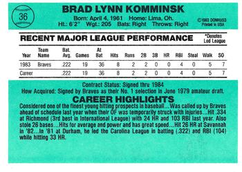 Brad Komminsk  baseball card collectible - Main Image 2