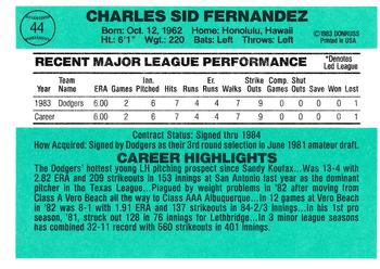 Sid Fernandez  baseball card collectible - Main Image 2