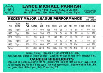 Lance Parrish  baseball card collectible - Main Image 2