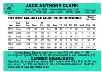 Jack Clark  baseball card collectible - Main Image 2