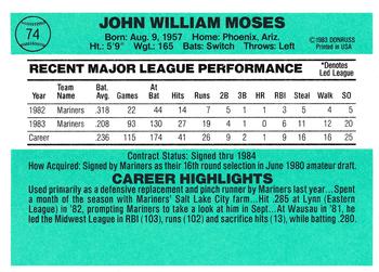 John Moses  baseball card collectible - Main Image 2