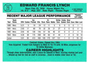 Ed Lynch  baseball card collectible - Main Image 2