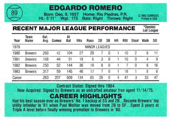 Ed Romero  baseball card collectible - Main Image 2