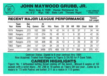 John Grubb  baseball card collectible - Main Image 2