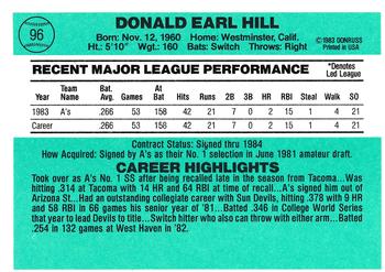 Don Hill  baseball card collectible - Main Image 2