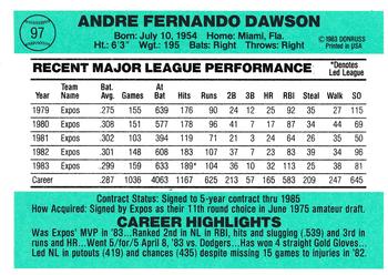 Andre Dawson  baseball card collectible - Main Image 2