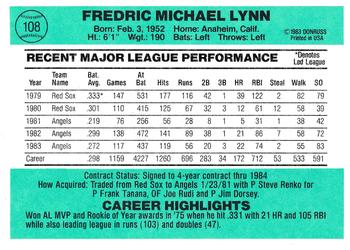 Fred Lynn  baseball card collectible - Main Image 2