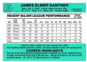 Jim Gantner  baseball card collectible - Main Image 2