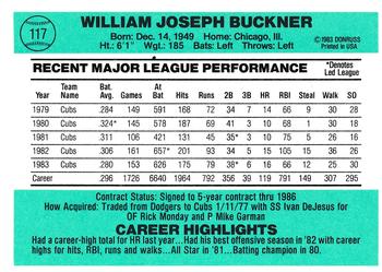Bill Buckner  baseball card collectible - Main Image 2