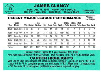 Jim Clancy  baseball card collectible - Main Image 2
