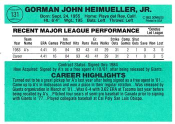 Gorman Heimueller  baseball card collectible - Main Image 2