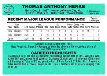 Tom Henke  baseball card collectible - Main Image 2