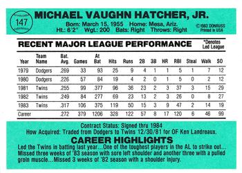Mickey Hatcher  baseball card collectible - Main Image 2