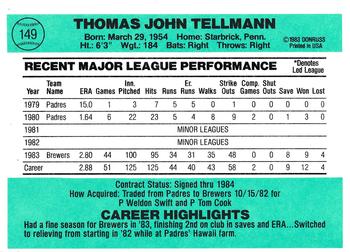 Tom Tellmann  baseball card collectible - Main Image 2