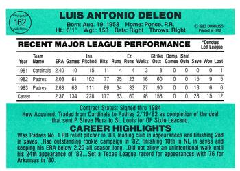 Luis DeLeon  baseball card collectible - Main Image 2