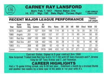 Carney Lansford  baseball card collectible - Main Image 2