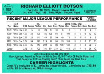 Richard Dotson  baseball card collectible - Main Image 2