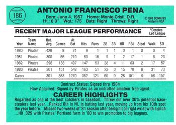 Tony Pena  baseball card collectible - Main Image 2