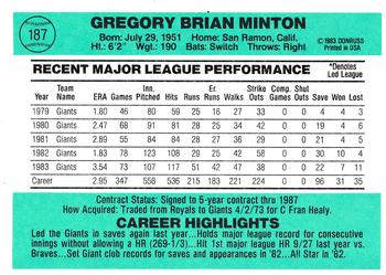 Greg Minton  baseball card collectible - Main Image 2