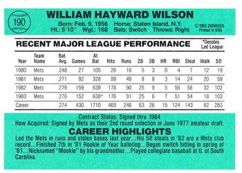 Mookie Wilson  baseball card collectible - Main Image 2