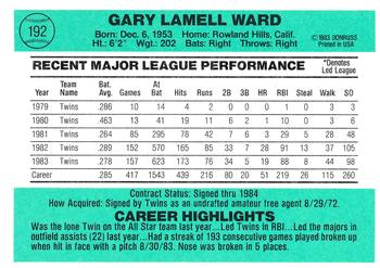 Gary Ward  baseball card collectible - Main Image 2